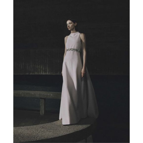 SAFIYAA Joulia tulle-trimmed crystal-embellished crepe gown